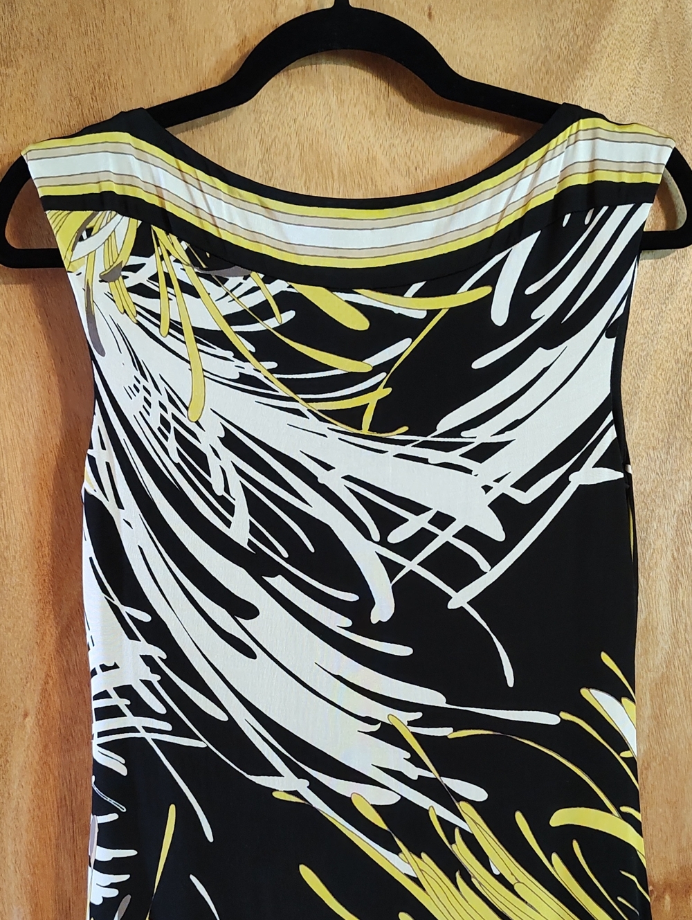 Trina Turk Felana Jersey Sheath Dress Spider Mum Black Chartreuse Bateau Neck 4 - Picture 8 of 12